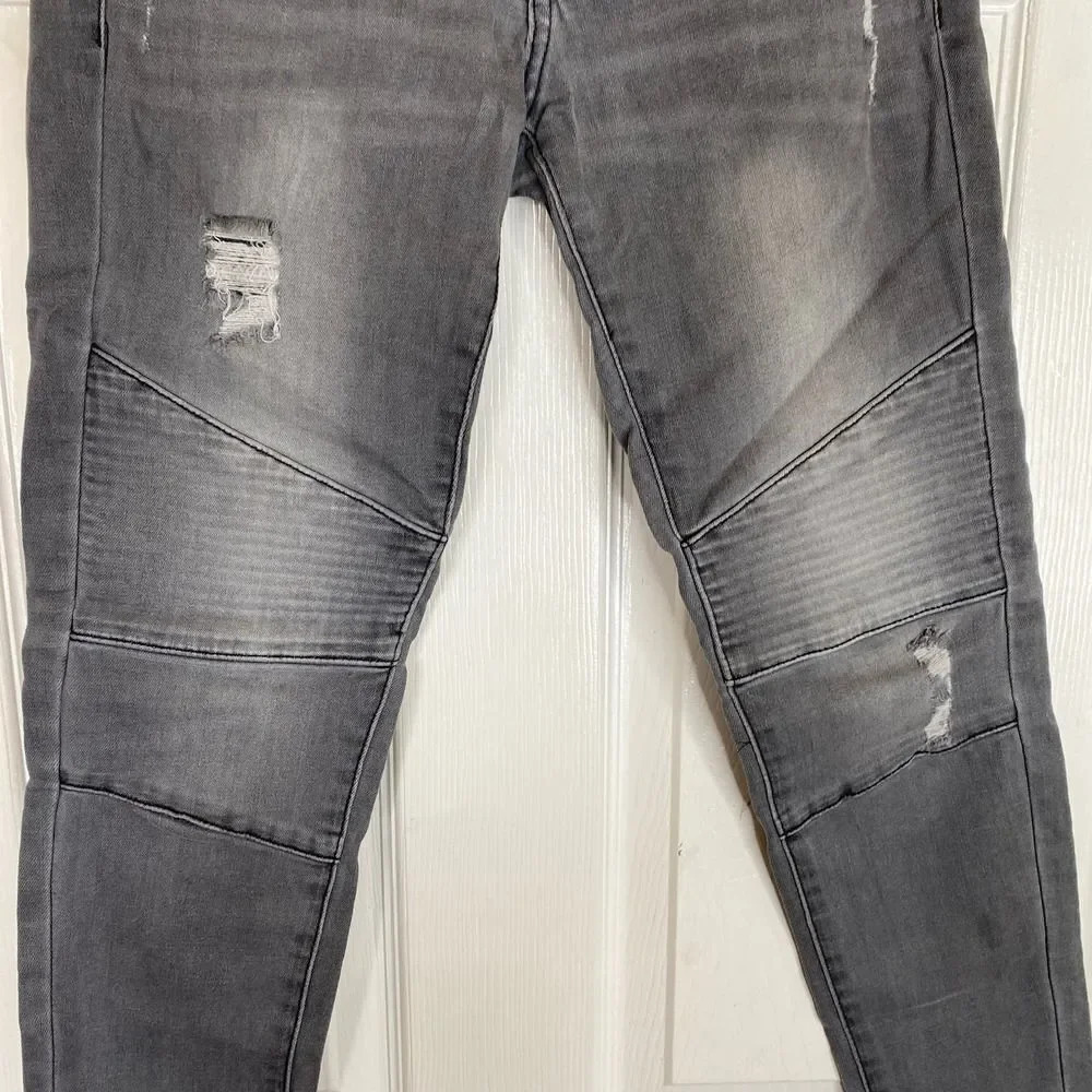 KANCAN Jeans Low Rise Moto Skinny Distressed Gray KC8201GR Size 1 / 24W - Picture 6 of 8